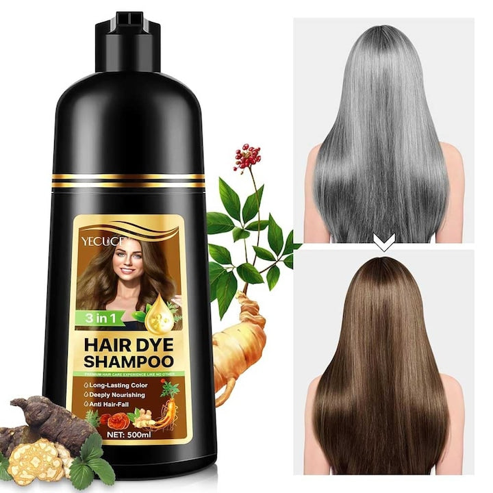 Sampon Colorant Maro Inchis Acoperire Fire Albe si Regenerare 3 in 1 #5 Dark Coffee 500 ml