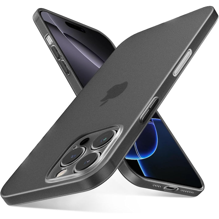 Set of 2 Cases for iPhone 14 Pro, Ultra-thin, TPU, Matte, Anti-fingerprint, 0.3mm, Frosted, Black