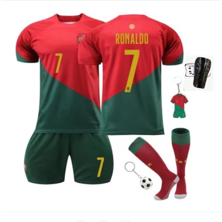 ANUTETOUNI - Ronaldo Portugal Football Sportswear Jersey No.7 2022/2023 Season Free Keychain 6-piece set Polyester Red Red 12 interest-free installments