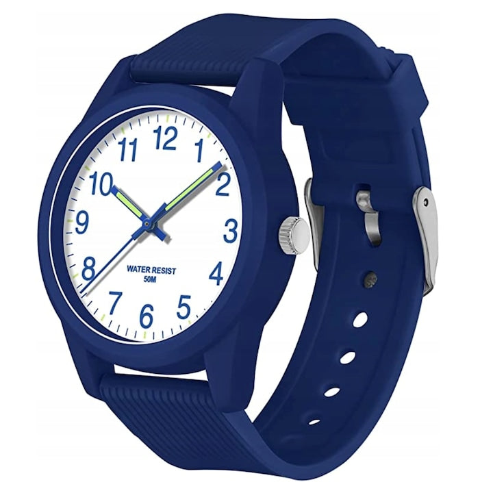 OEM - Ceas Quartz pentru copii ABS/Silicon Rezistent la apa 4 ani+ Albastru