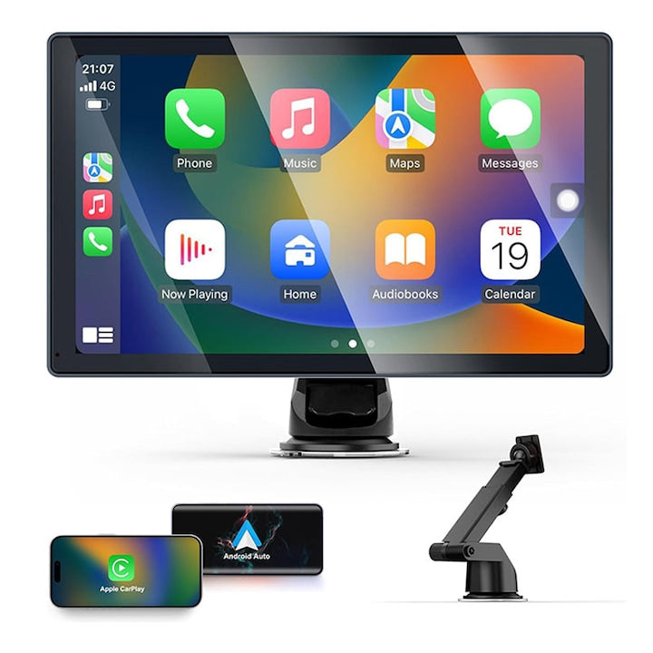 Navigatie Auto Multimedia Duueyct 9 Inch Full HD Universal Pentru Apple Carplay si Android Auto wireless USB Bluetooth Touchscreen Screen Mirroring Negru