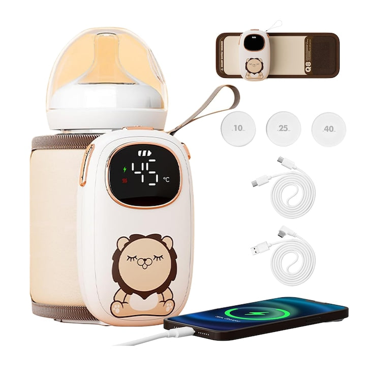 JFYU Bottle Warmer, Portable Bottle Warmer, 5000 mAh Power Bank, USB Charging, Digital Display, 24H Constant Temperature, For Smart Milk or Water