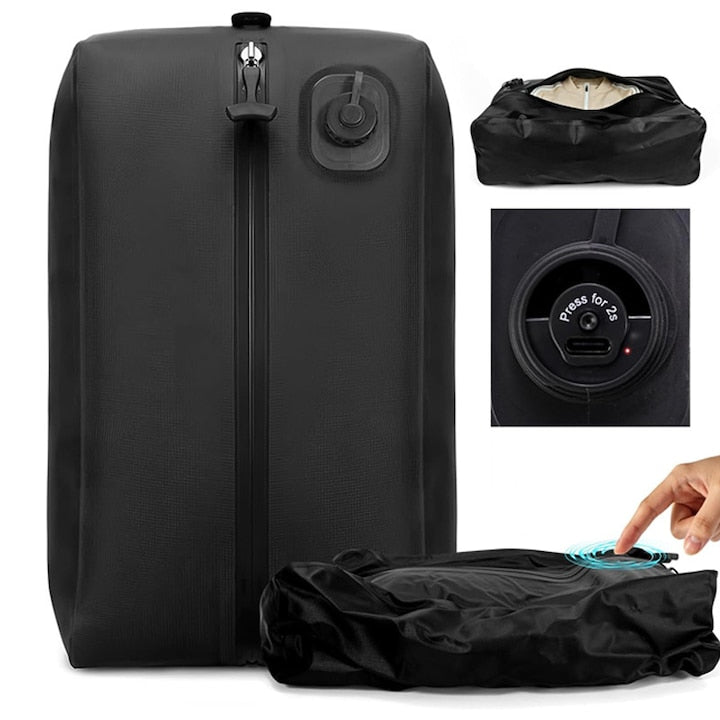 Geanta Vacuum cu Compresie Automata pentru Bagaj Omelivon Sac Vacum cu Pompa Electrica Integrata USB 20L Depozitare Haine Impermeabila Economisire Spatiu Valiza Organizator Calatorii si Travel 44x25x16cm Negru