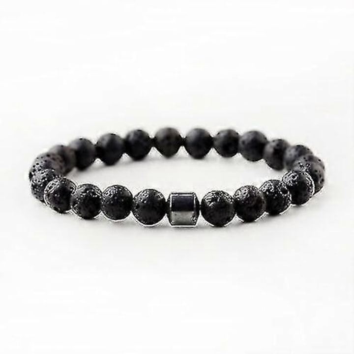 Bratara terapeutica antitutun detoxifiere plamani 8mm neagra