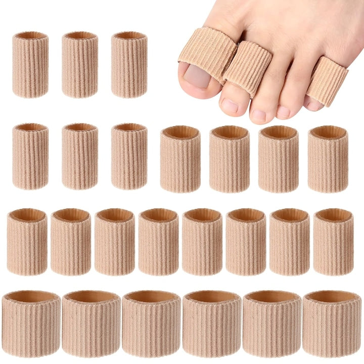 Set 24 protectii pentru degetele de la picioare Gel siliconic Pentru ameliorarea durerii pentru Degete Bataturi Vezicule Calusuri 3 Marimi Bej