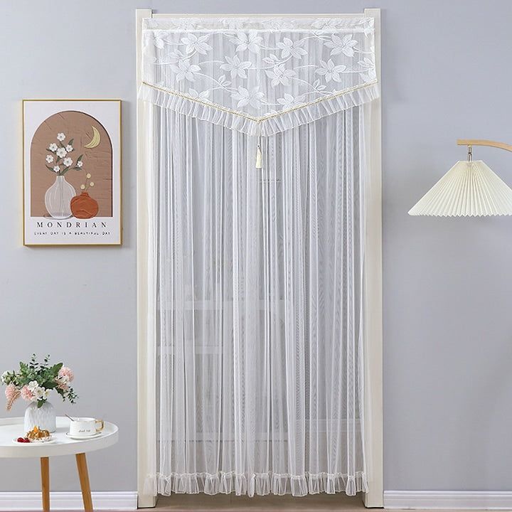 Cortina de usa Perdea Usa Plasa Anti Tantari Dantela Dubla Strat Alb 100x200cm Instalare Magica Velcro Fara Gauri Decorativa + Anti Insecte