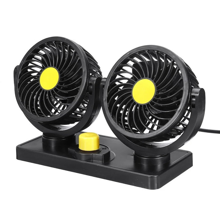 Vivendo Dual Car Fan, 10W, 2 Speed Settings, 360° Rotation, Silent