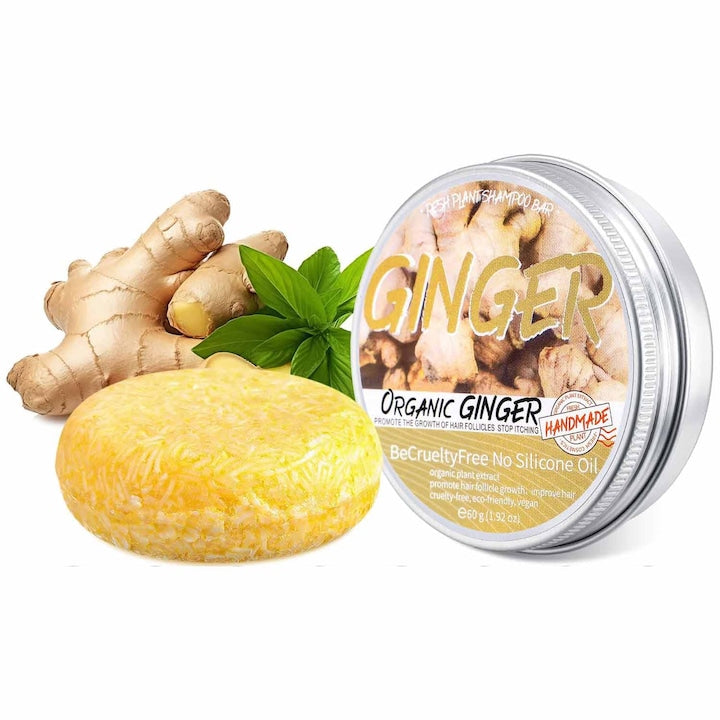 Sampon Sapun cu Ghimbir pentru Cresterea Parului Formula Naturala Organica Promoveaza Regenerarea Firului de Par 60g