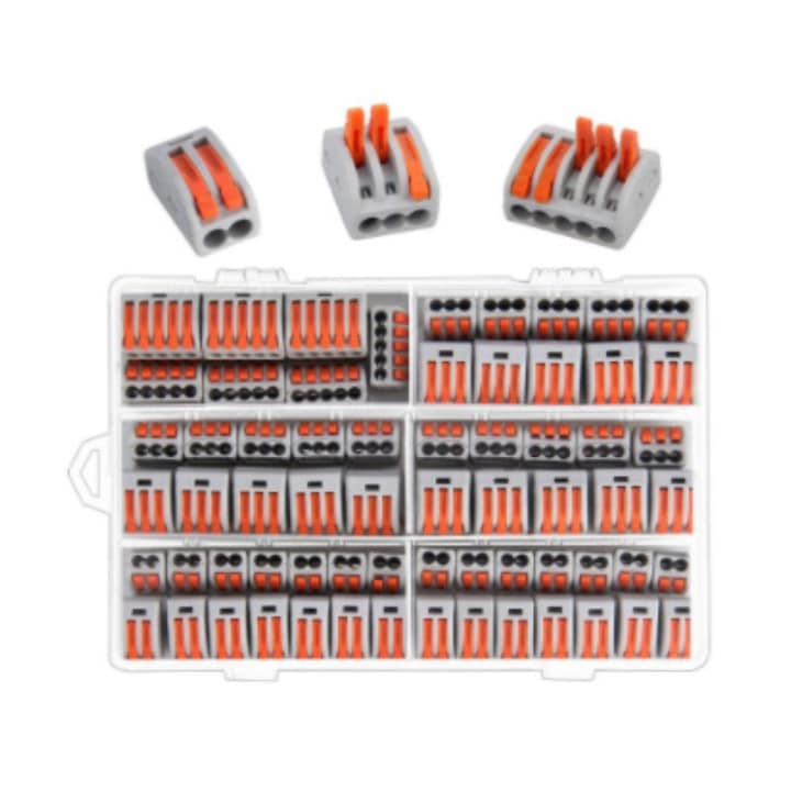 Set 55 bucati Conectori rapizi pentru conductori electrici cu 2 3 4 si 5 pini cu cutie de plastic