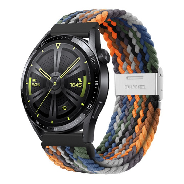 Curea ceas pentru Huawei Watch GT GT2 GT3 Samsung Galaxy Watch 3 sau orice smartwatch cu latime curea 22 mm ajustabila nailon Colorata