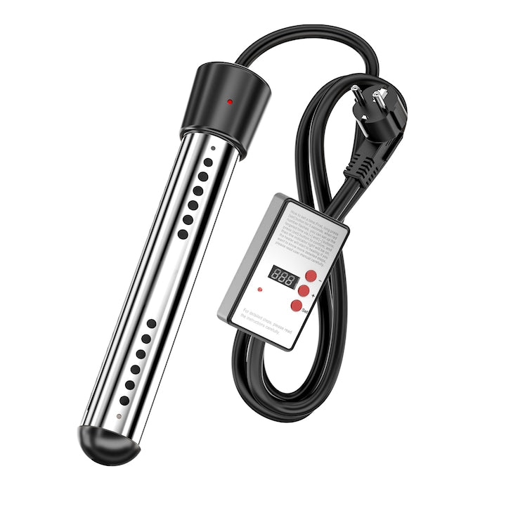Incalzitor electric pentru piscina Fantasy Dispune de functie inteligenta de temporizare Protectie completa din otel inoxidabil 304 Putere mare de 2500 W Stecher european pentru incalzirea mai multor recipiente cada galeata cada de baie