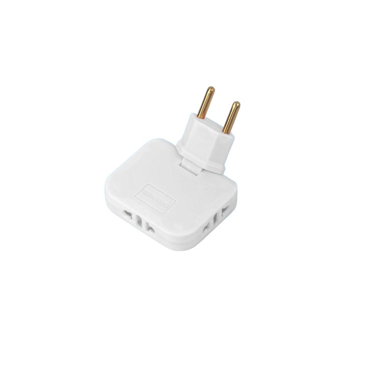 Triple Outlet Swivel Plug Adapter for Tight Spaces White