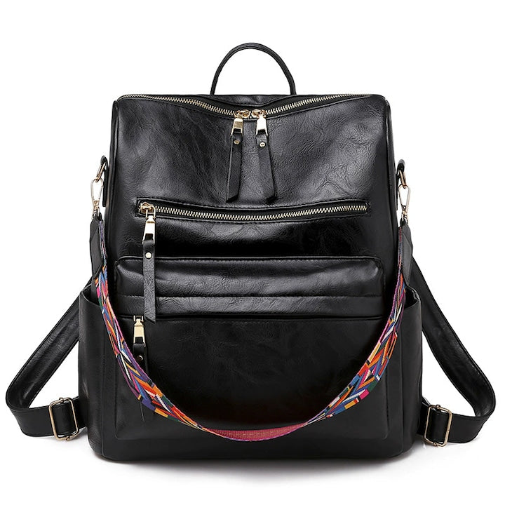 OEM - Rucsac fashion dama piele naturala design multifunctional bretele ajustabile negru 34x32x14cm 12 rate cu 0% dobândă
