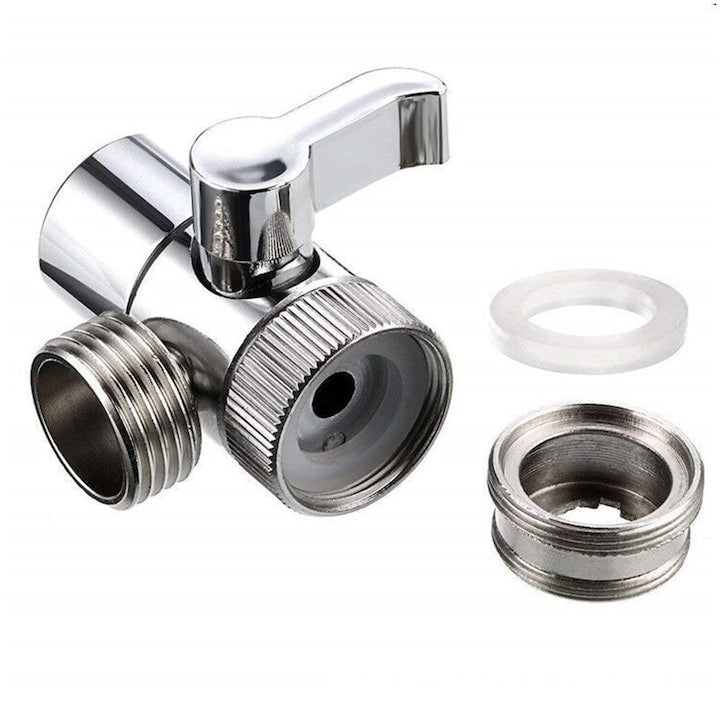 Distribuitor pentru robinet Supapa de deviere a robinetului cu aerator Usor De Montat Ideal Pentru Panouri De Dus Suprafata cromata Antirugina 46x23 mm Argintiu