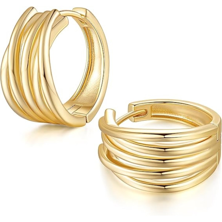 OEM - 14K Gold Hoop Earrings for Women, Fashionable Braided Line Gold Hoop Earrings, Blending Art and Elegance, Thick Hoop Earrings, Statement Earrings for Women, 20mm