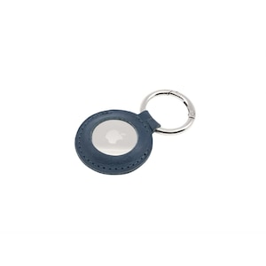 Husa piele naturala compatibila cu Apple AirTag FIXED Case carabina albastru
