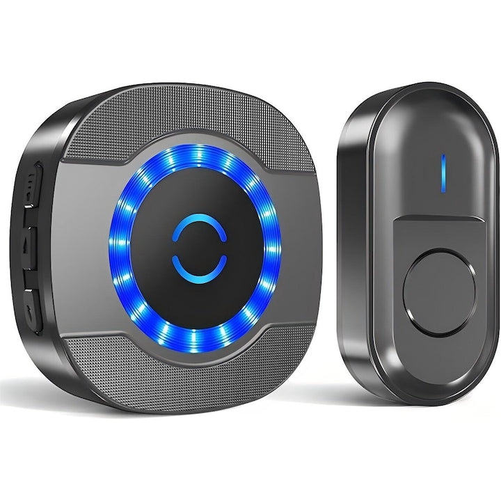 Sonerie Fara Fir/ Wireless Distanta 300m 5 Trepte Volum Pana la 110 dB 55 De Melodii IP65 baterii Incluse Negru
