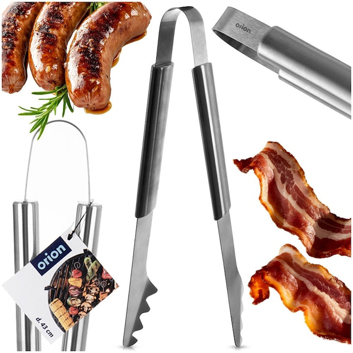 Cleste Pentru Gratar Orion 43 cm Fabricat Din Otel Inoxidabil Varfuri Zimtate Pentru O Prindere Sigura Potrivit Pentru Masina De Spalat Vase Argintiu