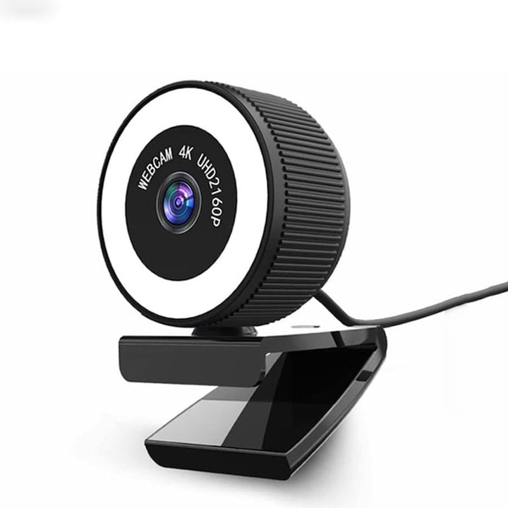 Camera Web Full HD 4K Omelivon Cu lumina de Umplere Microfon Reducere Zgomot Incorporat Rotire 360° Conectare PC/Laptop Rezolutie 3840 x 2160 30fps Compatibilitate Larga USB Negru