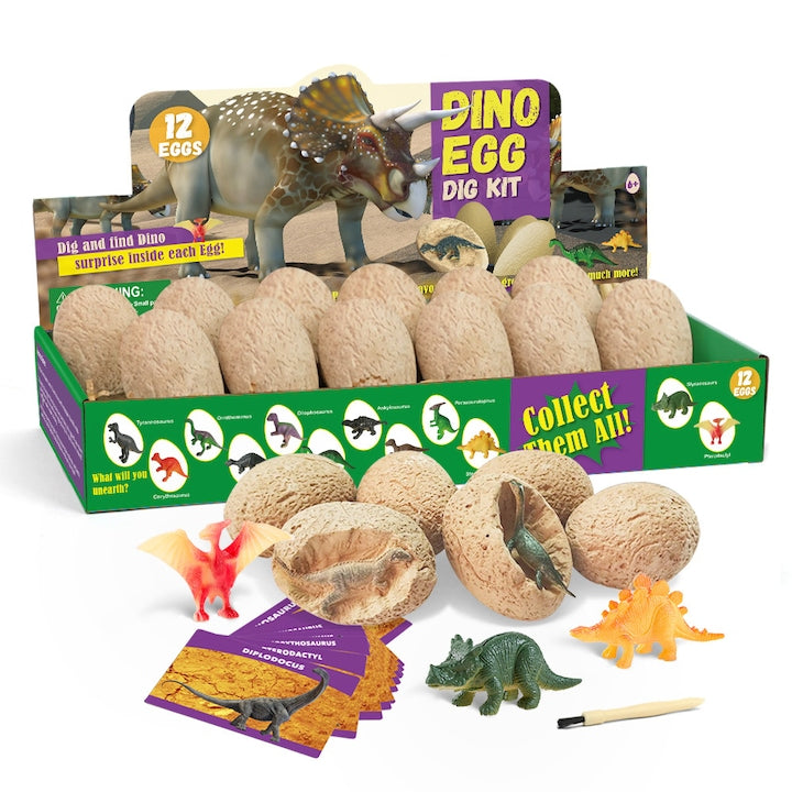 Set de Sapaturi Oua de Dinozaur 12 oua cu surprize multicolor
