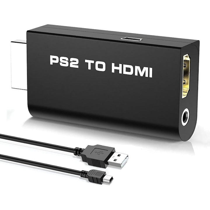 Convertor adaptor audio video ps2 la hdmi PAL 576i NTSC 480p Negru