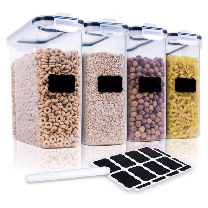 Set 4 cutii alimentare Omelivon 4L transparente etichete reutilizabile
