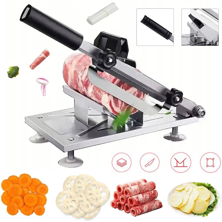 Manual Frozen Meat Slicer, Befen Stainless Steel Food Slicer with Adjustable Thickness, Beef Roll Slicer, Meat Cutting Machine, Frozen Meat Roll Slicers