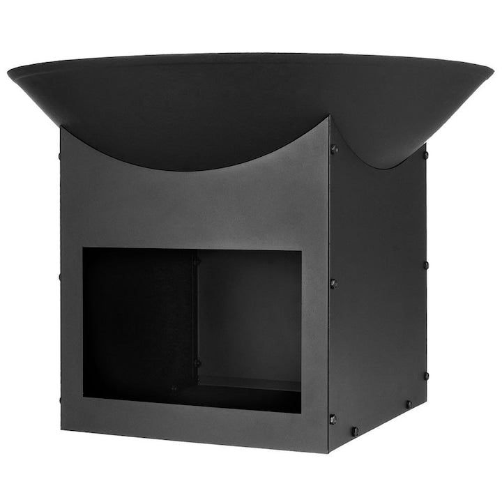 Focar De Gradina Ambianta 56x56x41 cm Metalic Mobil Spatiu De Depozitare Pentru Lemne Sigur Materiale De Inalta Calitate Materiale De Inalta Calitate Negru