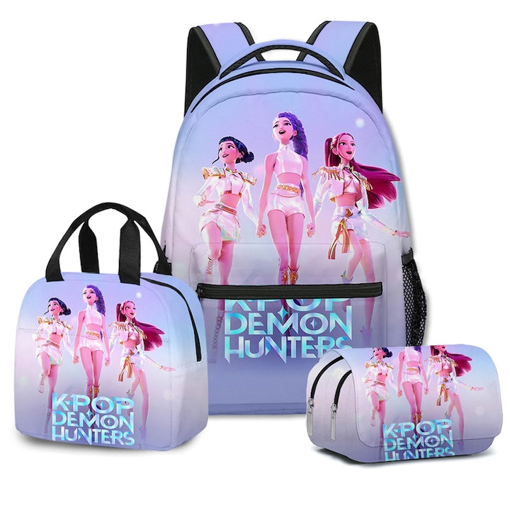 Three-piece school set consisting of backpack + lunch box + pencil case Bytelike Witch Hunter, durable, 30×40×17 cm, large capacity, lightweight, children's backpack, purple