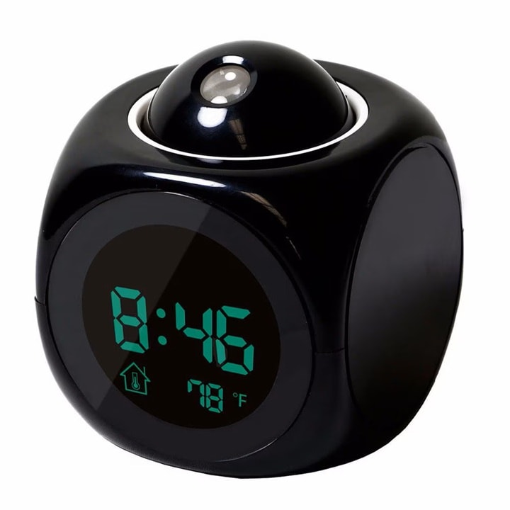 Ceas de camera cu proiectie pe tavan alarma si afisare temperatura