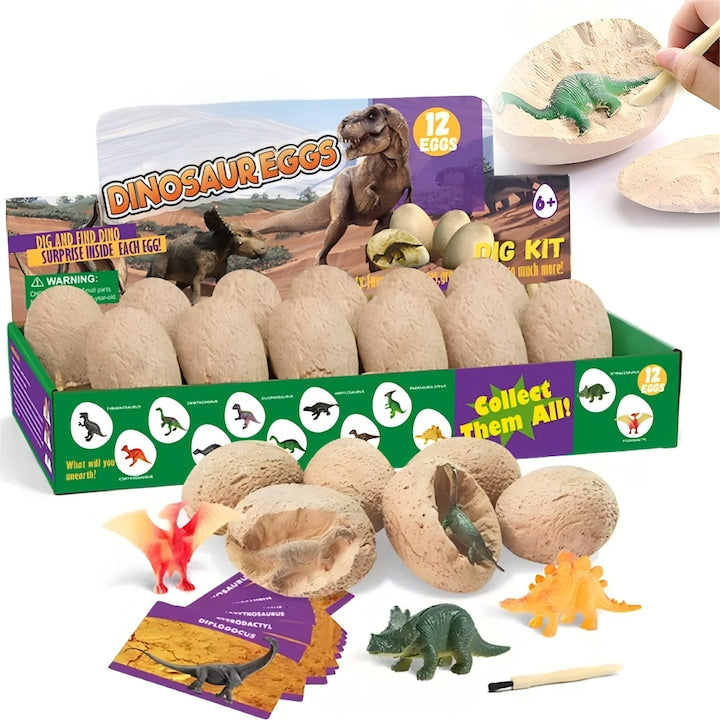Set arheologic cu 12 oua dinozauri Jucarie educativa pentru baieti si fete