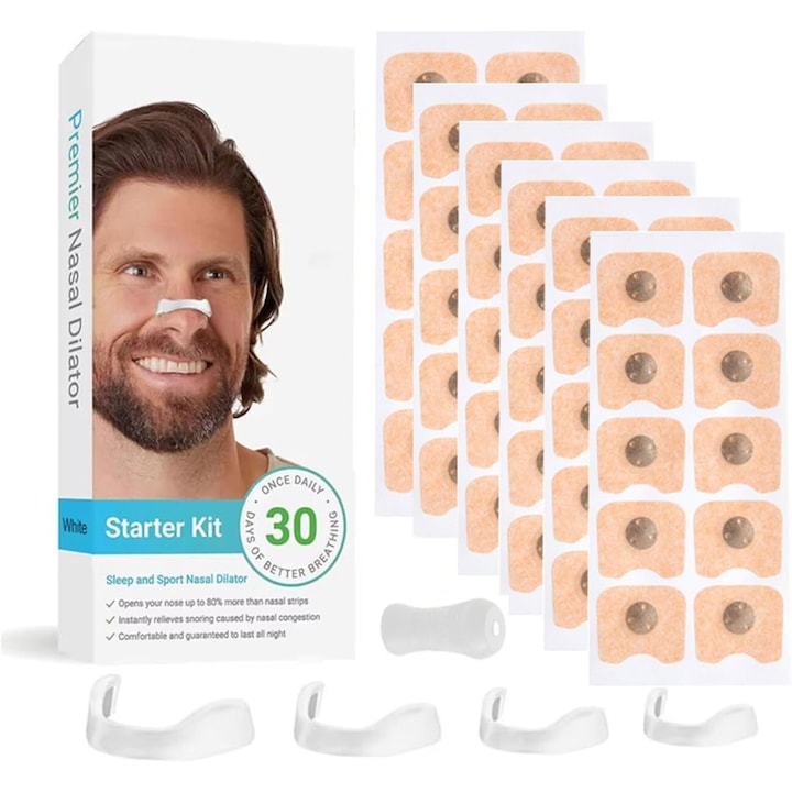 Set dilatatoare nazale magnetice 60 de bucati antisforait alb rezistent la umezeala confortabil Alb