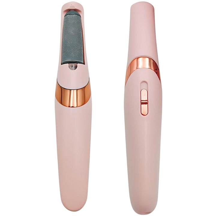 Pila electrica SDEPOT® portabila pentru talpi si calcaie reincarcabila lumina LED 2 capete interschimbabile 2 trepte viteza roz