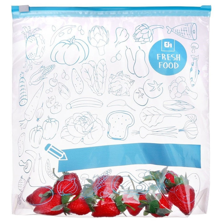 Set 10 Pungi Cu Fermoar Excellent Houseware 28.5x27 cm Transparent Plastic Inchidere Etansa Reutilizabile Potrivite Pentru Frigider Si Congelator