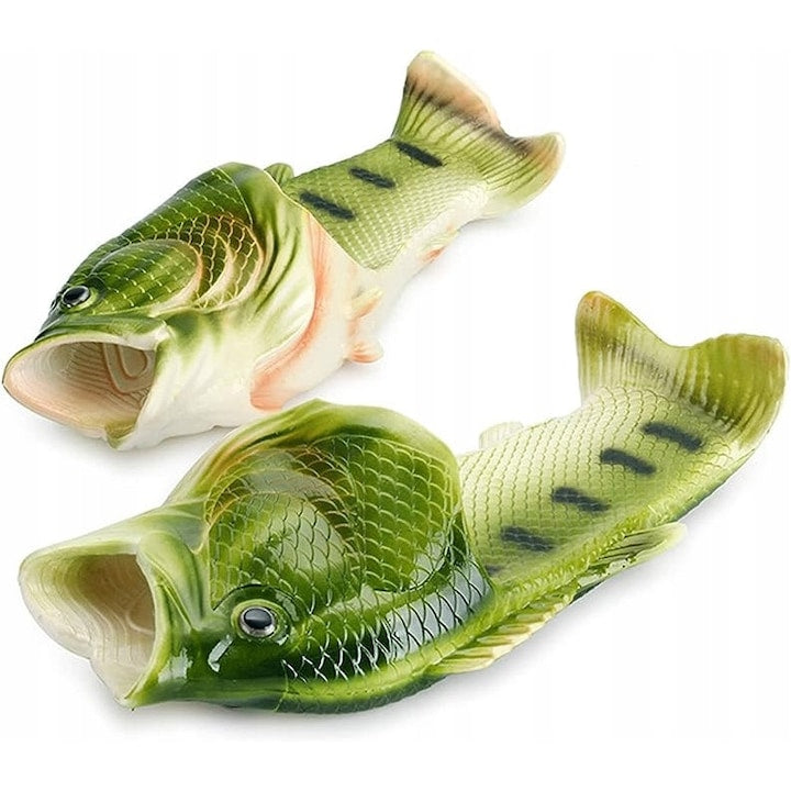 OEM - Papuci amuzanti forma de peste culoare verde cauciuc 12 rate cu 0% dobândă