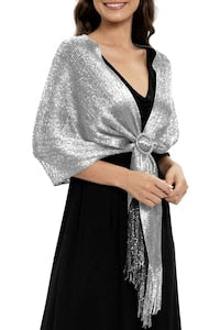 JENUOS - Long shawl scarf with buckle Silver