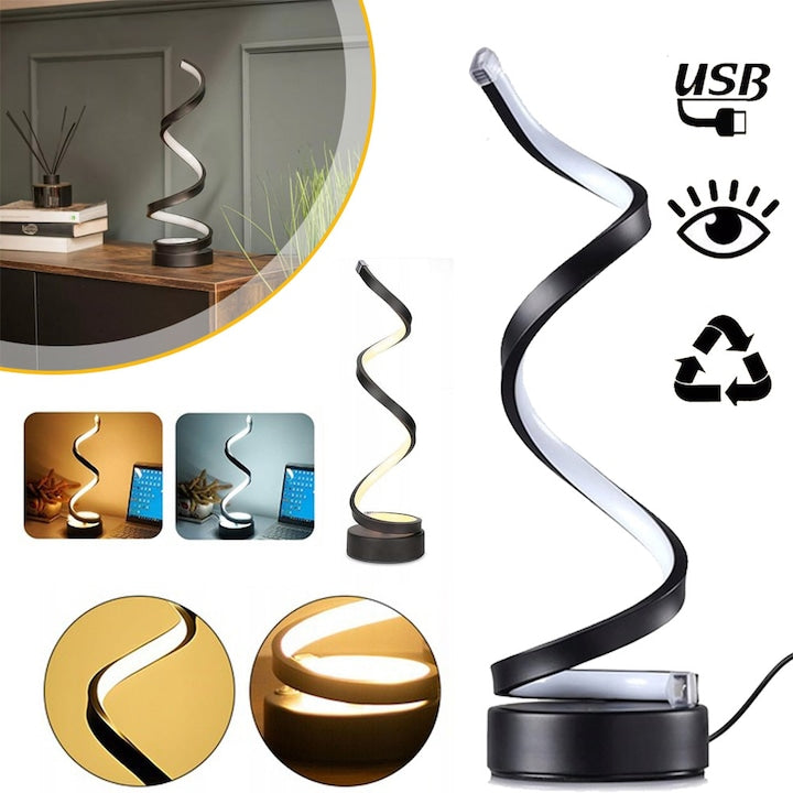Lampa de masă LED spiralată CHOOLY 3 culori reglabile neagră 30x10cm