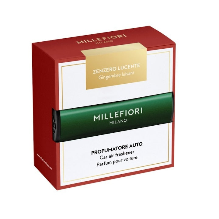 Millefiori Milano Car Icon Zenzero Lucente Car Air Freshener Gift Set - Ginger and Orange Scent
