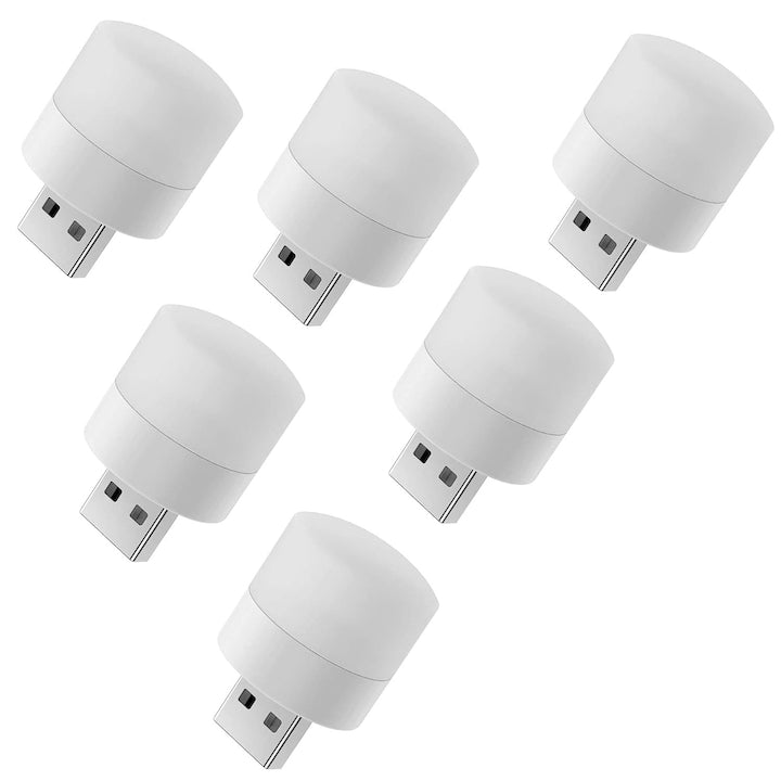 Set 6 Mini lumini de noapte USB Alb