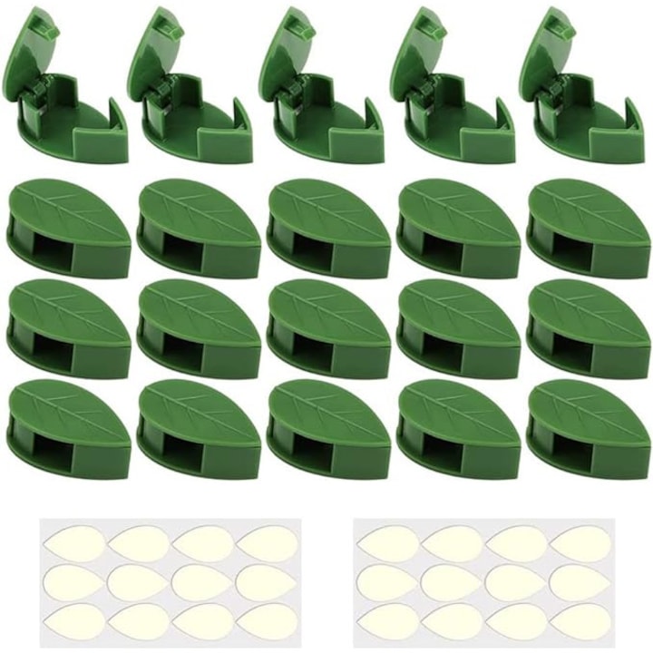 Set 50 cleme fixare plante Autoadezive 3 x 2 x 1.1 cm Verde