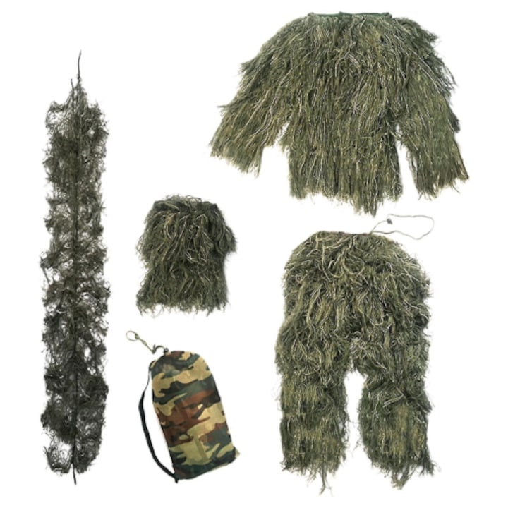 Costum camuflaj copii 140-160cm verde padure set