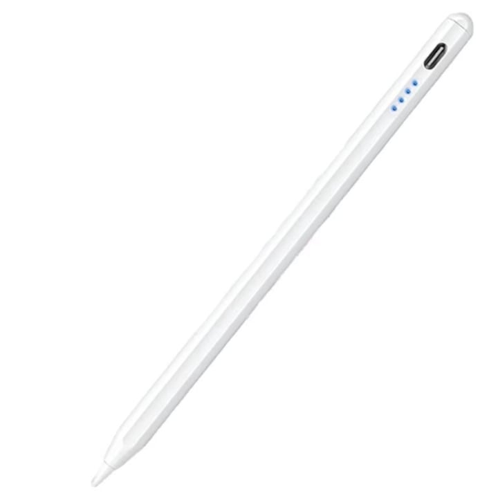 Stylus iPad Pen Pix pentru tableta iPad Apple 2018-2022 Profesional Penite anti-zgarieturi functie Palm Rejection Tilt Lag-Free Magnetic USB-C Alb mat