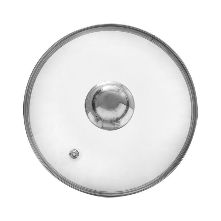 Capac Din Sticla Orion 18x1.5 cm Sticla Rezistent La Temperaturi De Pana La 200°C Dotat Cu Ventil Maner Confortabil Transparent