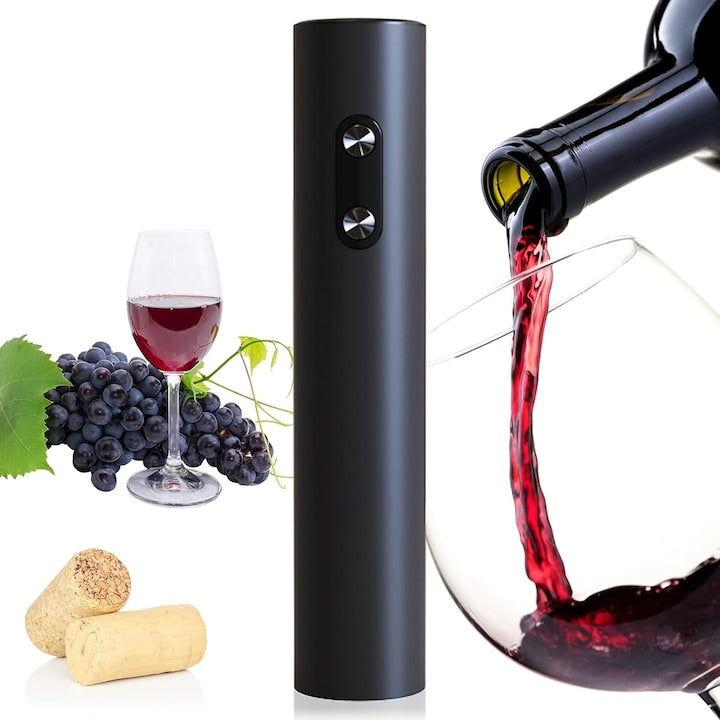 Deschizator electric de vinuri Nicerpro tirbuson cu baterii usor de utilizat cu un singur buton ABS Negru lucios