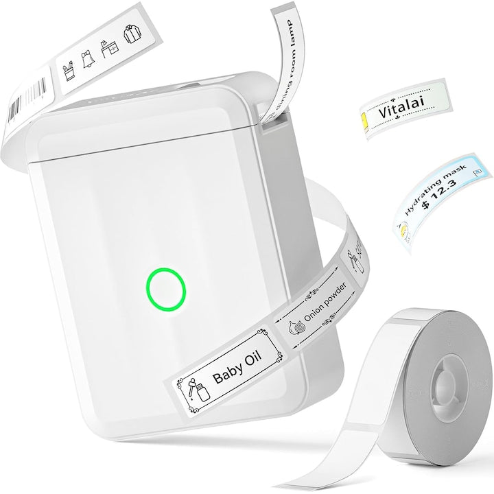 Aparate de etichetare termice SINBINTA Conexiune Bluetooth Imprimare fara cerneala Reincarcabil Cu Banda etichetata 1200 mAh Portabil Potrivit pentru acasa scoala birou comercial ABS 100*70mm Alb