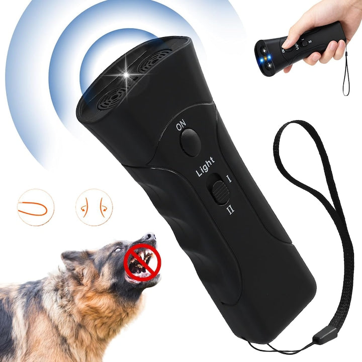 Anti-Barking Device for Dogs, Portable Ultrasonic Dog Bark Deterrent, 3-in-1 Pet Training Tool with LED Light, Humane and Safe