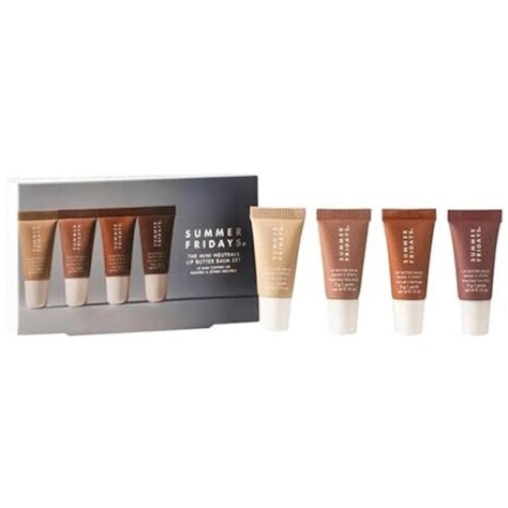 Set mini luciu de buze Summer Fridays 4pcs Vanilie Bej Vanilie Cafea Iced Zahar Brun