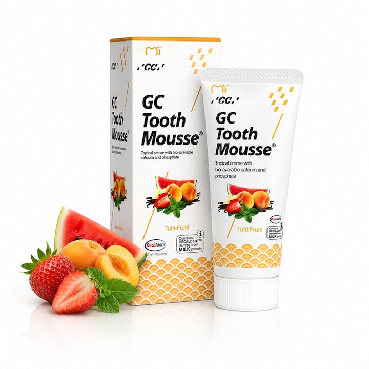 GC Crema topica dentara Tooth Mousse Tutti-Frutti cu Recaldent CPP-ACP calciu si fosfati bio-disponibili 40g