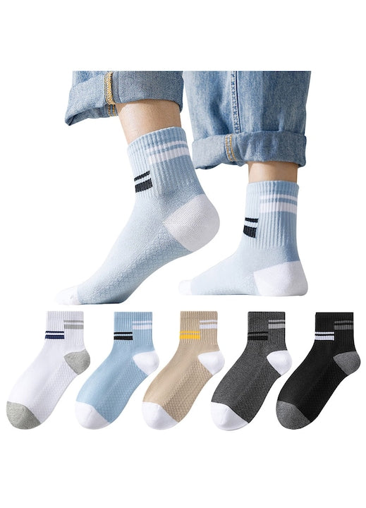OEM - Sosete barbati set de 5 perechi multicolor marime 36-44 model geometric din bumbac 12 rate cu 0% dobândă