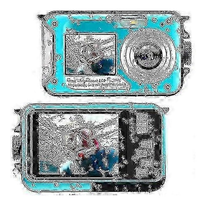 Camera digitala subacvatica 2.7K 48MP dual screen flashlight 10ft compacta